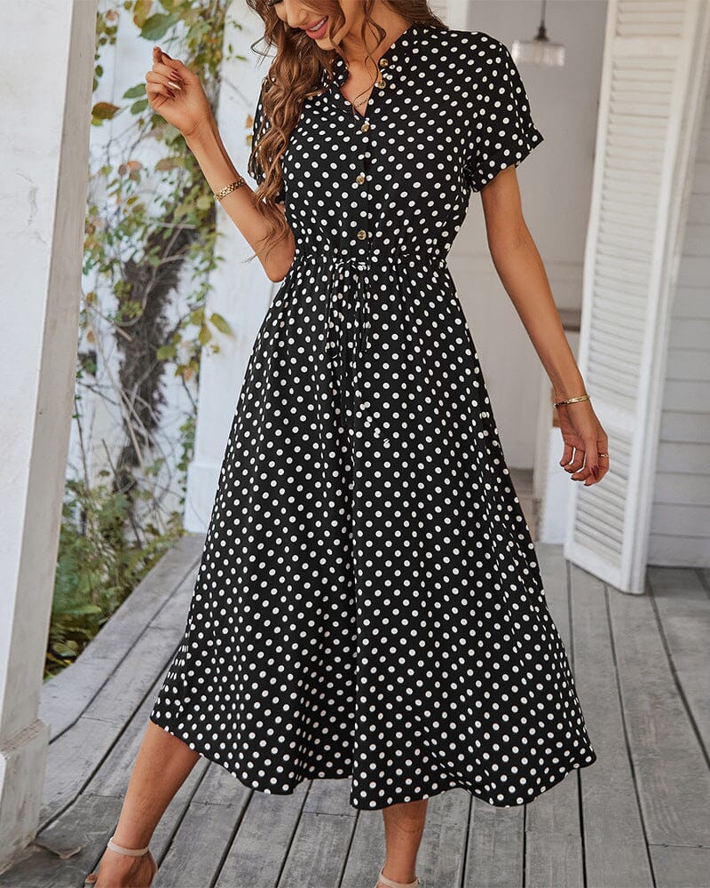 Vestido Midi Poá - Moda Verão 2025