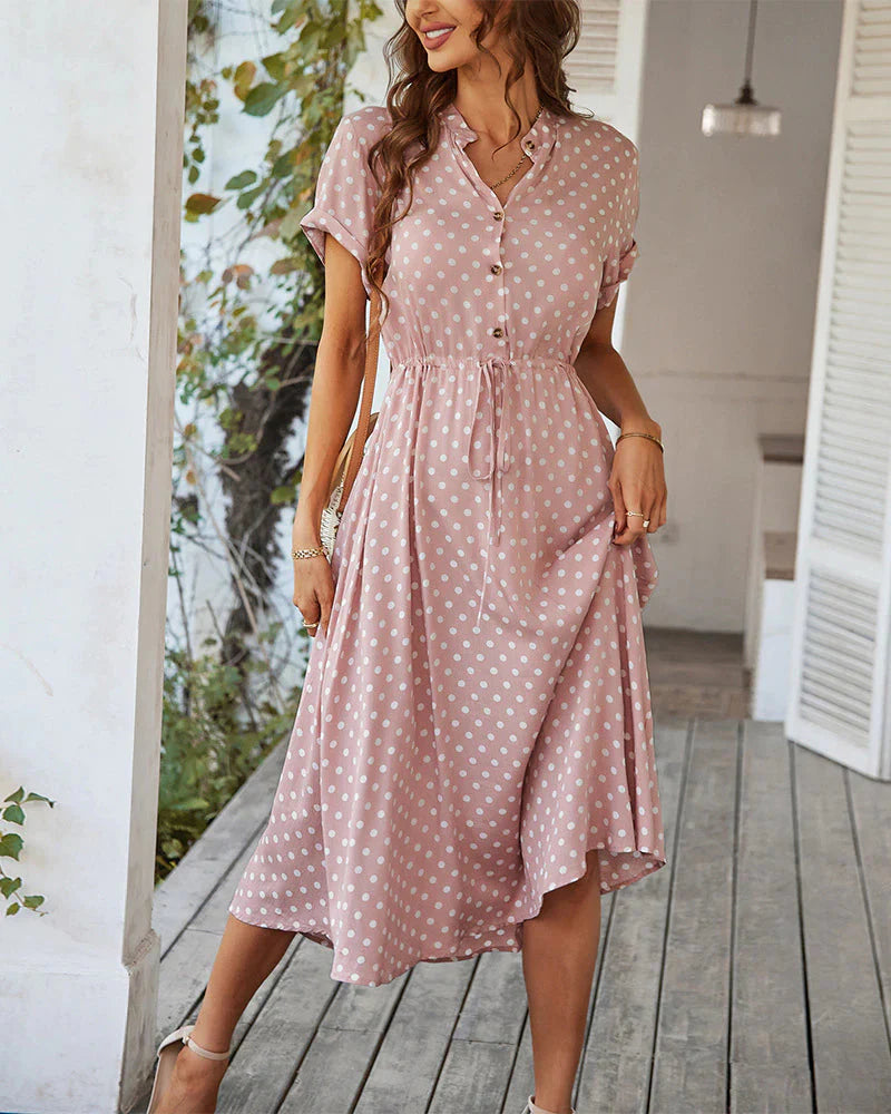 Vestido Midi Poá - Moda Verão 2025