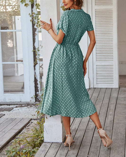 Vestido Midi Poá - Moda Verão 2025