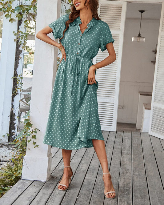 Vestido Midi Poá - Moda Verão 2025